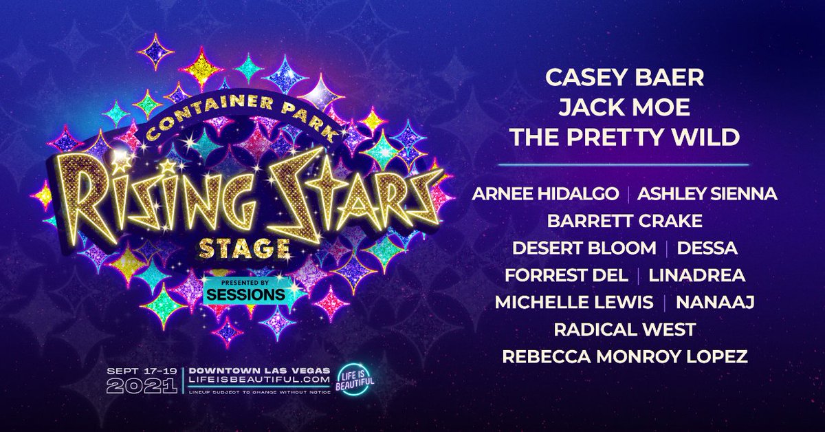 The lineup keeps growing!! Introducing the all-new Rising Stars Stage presented by @SessionsLive at <a href="/DTContainerPark/">Container Park</a> – featuring new and up-and-coming musicians from all over the country! 

Still looking for tickets? Hop on the ticket exchange at lifeisbeautiful.com