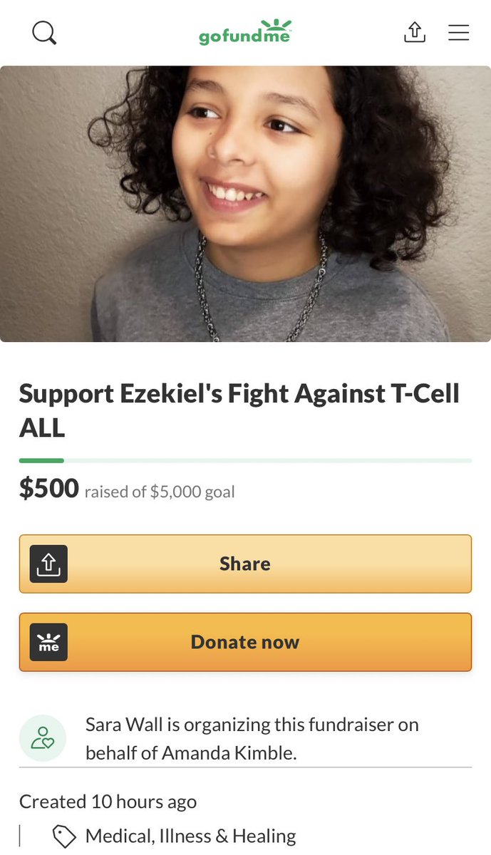 loneIyrd's tweet photo. Hey guys so yesterday my 12 yr old cousin Zeke was officially diagnosed with T-cell acute lymphoblastic leukemia. He has a port surgery &amp; spinal tap today, &amp; starts chemo too so pls keep him in ur thoughts/prayers <3 
I’ll link his gofundme below for help with medical bills, etc https://t.co/ZFZD3z97Xr