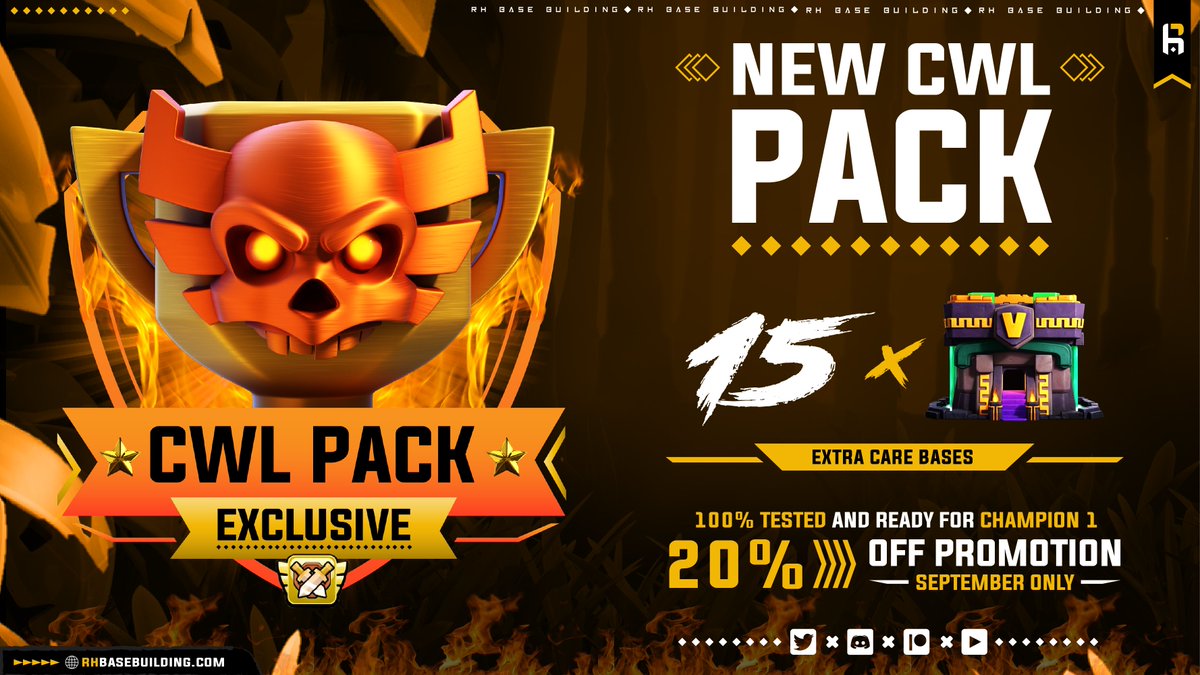 💥TH14 CWL Pro Pack is LIVE!
😎15x Top Quality TH14 anti-3⭐️Layouts

🛡️100% Adapted to New Meta
🏆Champ 1 Ready!

⛔️Limited Supply - Only 10 Packs Available!
💸Special Promo - 20% OFF (September Edition only)

⬇️GET YOURS TODAY!⬇️
🔥(Instant Delivery)🔥
🔗rhbasebuilding.com/product/th14-c…