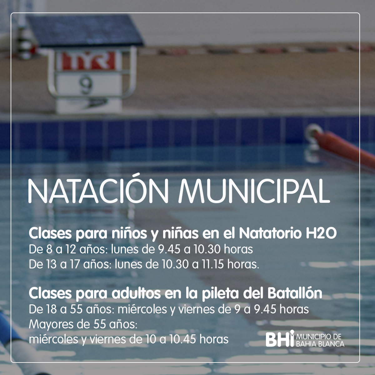 deportembb's tweet photo. LANZAMIENTO DE NATACIÓN MUNICIPAL!!!🏊‍♂️

📝INSCRIPCIONES: jueves 2 y viernes 3 de septiembre,  en Las Tres Villas (Agustín de Arrieta 1001), de 8 a 14 hs, presentando el DNI

🔜Las clases comenzarán el lunes 6/9 https://t.co/oFbom2iqJu