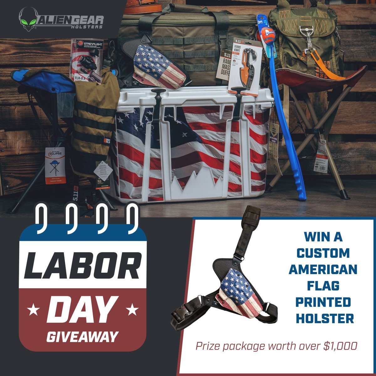 AlienGHolsters's tweet photo. We have an Instagram Contest ongoing. Check it out for a chance to win a prize package worth over $1000.
For more details and a direct link to enter, click here: https://t.co/TIePO2Ydre
#prize #contest #win #LaborDayGiveaway #Labroday #AlienGearHolsters #2A #tactical #Guns https://t.co/giVcY0XCq9