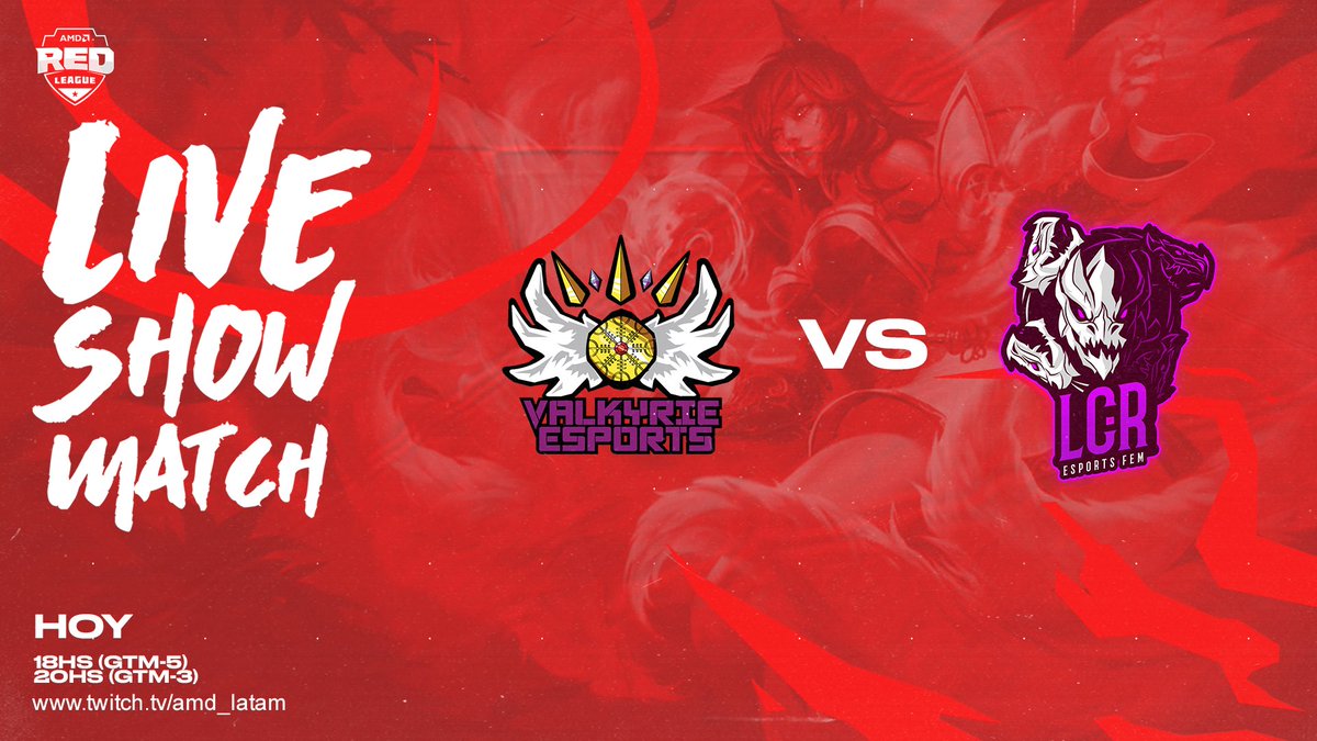 AMD_RedLeague's tweet photo. 📣¡ES HOY, ES HOY! 

@nova_plz y @vh_gatotowsky están listas para ponerle la emoción a la #AMDLiveshowmatch femenino de #LeagueOfLegends entre 
@LeviathanCry y @Vlk_Esports.

¿Quién se llevara este duelo?🤔

A partir de las 20HS🇦🇷 18HS🇨🇴 te esperamos en:
📎https://t.co/eVmJgYKnjg https://t.co/uDYHO9pJos