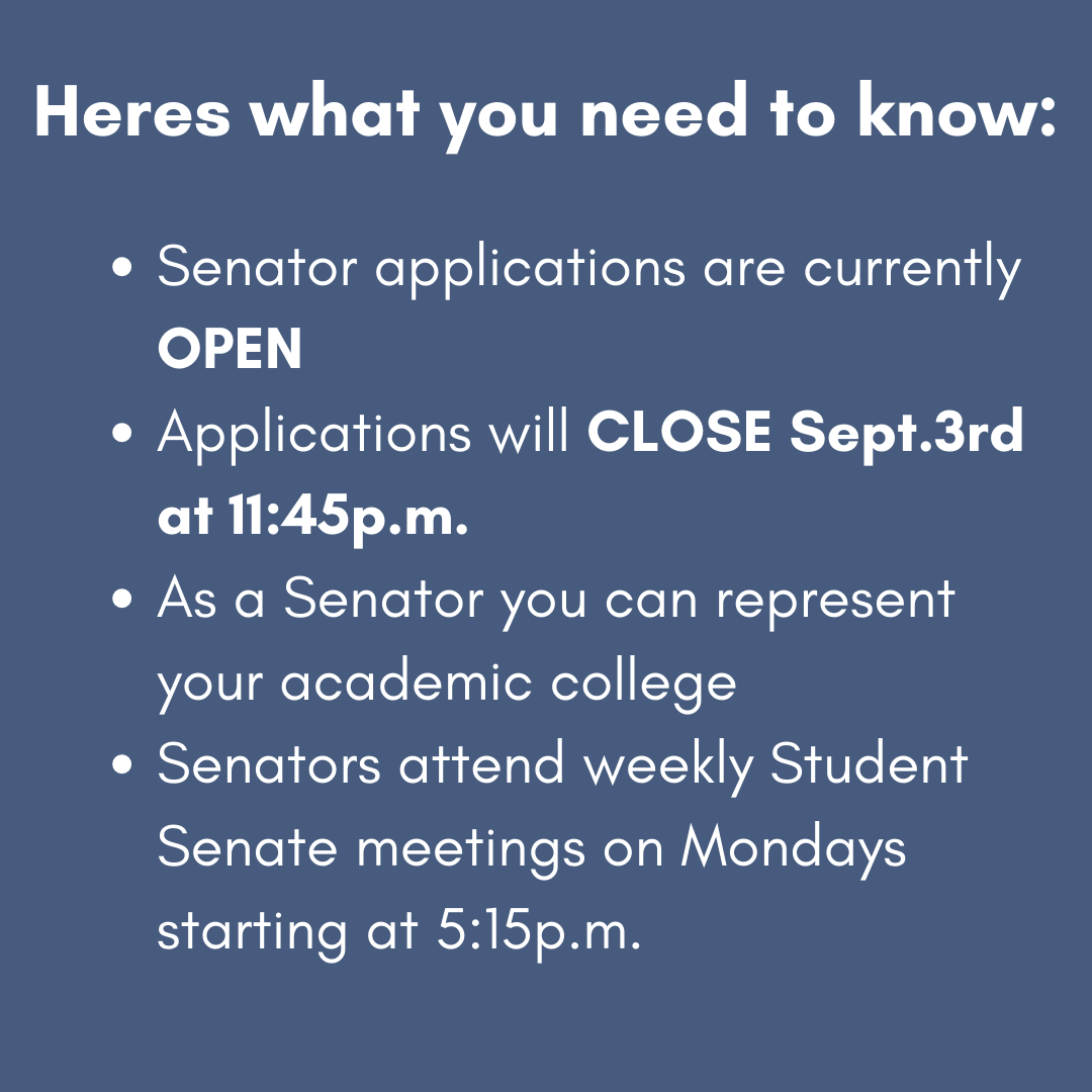TAMUCC_SGA's tweet photo. Hey Islanders! Student Senate applications are now OPEN! Represent your academic college and fellow students and apply today! Applications close
this Friday September 3rd at 11:45 p.m.! For more
information email sga.president@tamucc.edu! Go
Islanders! 🤙#tamucc https://t.co/ZjIwEsIhk5