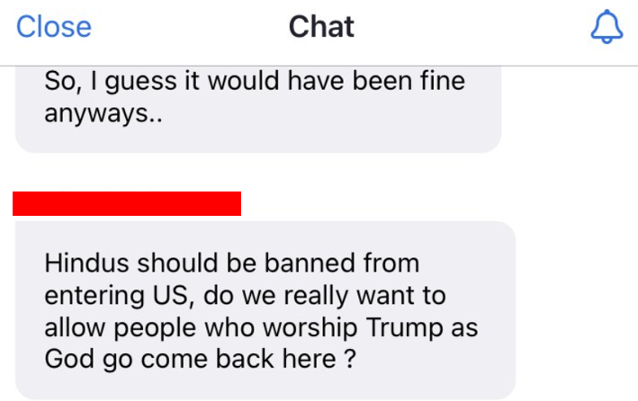 hinduoncampus's tweet photo. BREAKING: What goes on in Truschke's lectures? What comments are made in the Zoom chat? 

"Hindus should be banned from entering US"
"How can you trust people who worship millions of Gods"

Xenophobia and bigotry against Hindu Americans is actively encouraged. #Hinduphobia https://t.co/fS2H18WqsZ