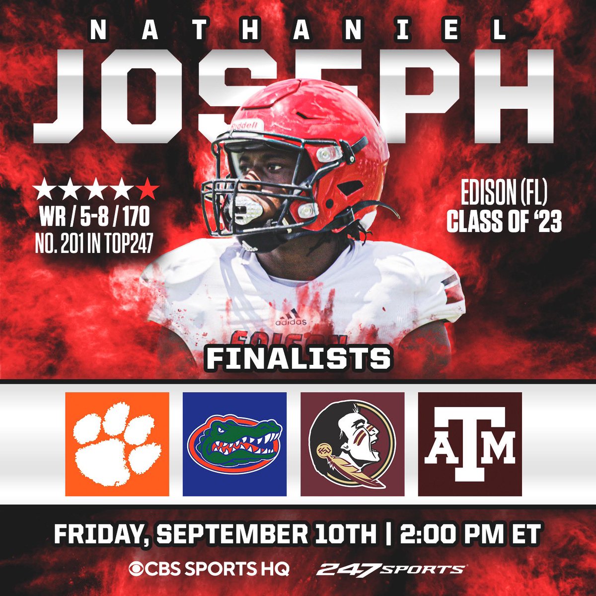 Change of plans I will be committing on September 10th instead of September 11th so I can announce my commitment on CBS sports HQ #StayTuned ‼️‼️🙏🏽🙏🏽