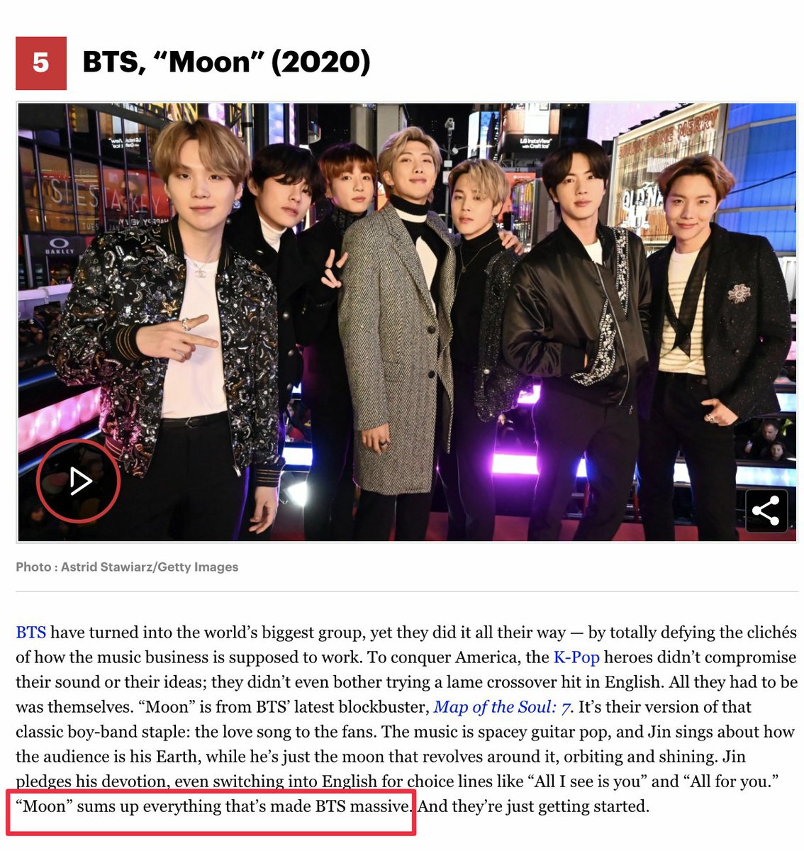 souljinniie's tweet photo. MOON A MASTERPIECE 

100M  streams on spotify

#1 on  iTunes in 110 countries 

2m unique listeners on Melon

5th greatest boy band song of all time. By rolling stone magazine

CONGRATS SEOKJIN! ♥️ 
#Moon100M @BTS_twt https://t.co/YM8it9dCIM