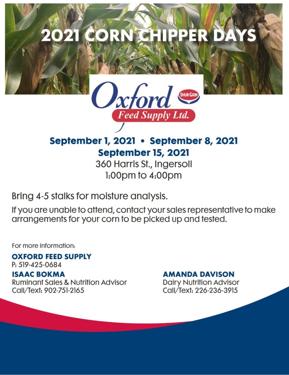 We will be having our corn chipper days for the next 3 Wednesdays. Come on out and grab some coffee and donuts, and see what the moisture of your corn is sitting at!