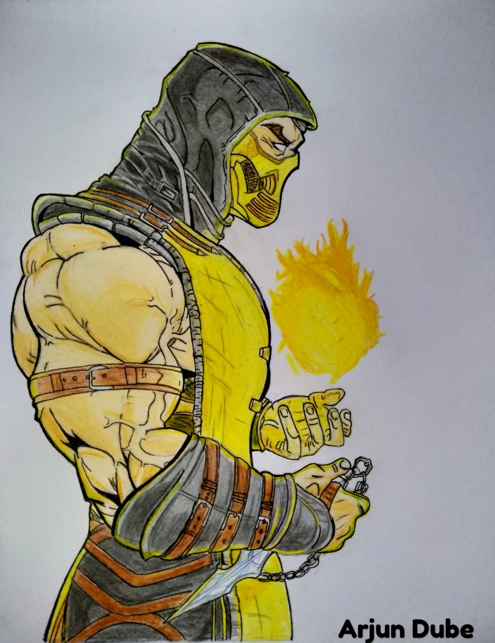 Mortal Kombat Drawings  Mortal Kombat Characters Scorpion Drawing  Transparent PNG  600x823  Free Download on NicePNG