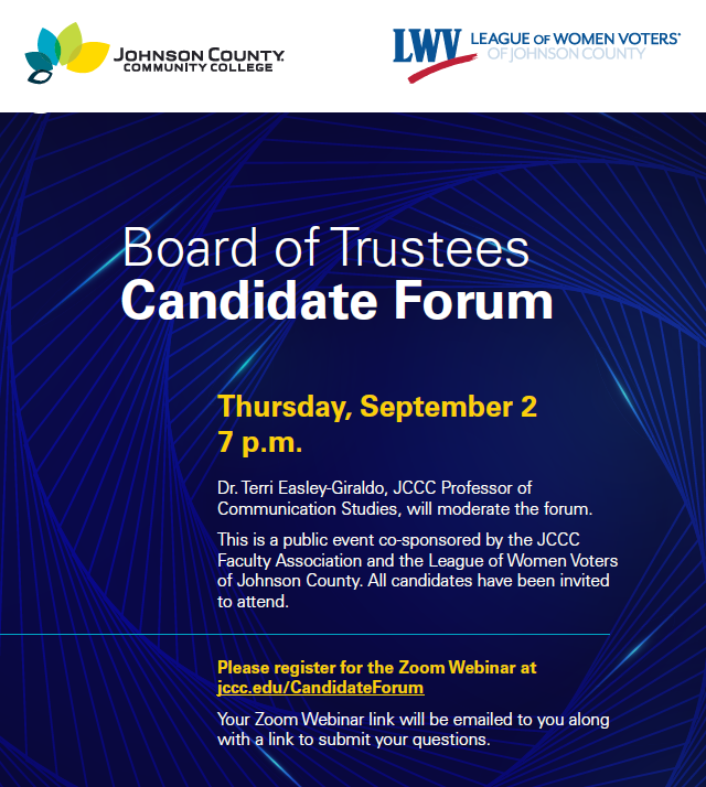 JCCCvote's tweet photo. The JCCC Board of Trustees Candidate Forum is coming up this Thursday at 7pm. This is a great opportunity to educate yourself on the candidates and issues. These leaders impact your everyday life here at JCCC, and you have a say in who gets a seat at the table!
#JCCCvotes https://t.co/bQRpLAAXRu