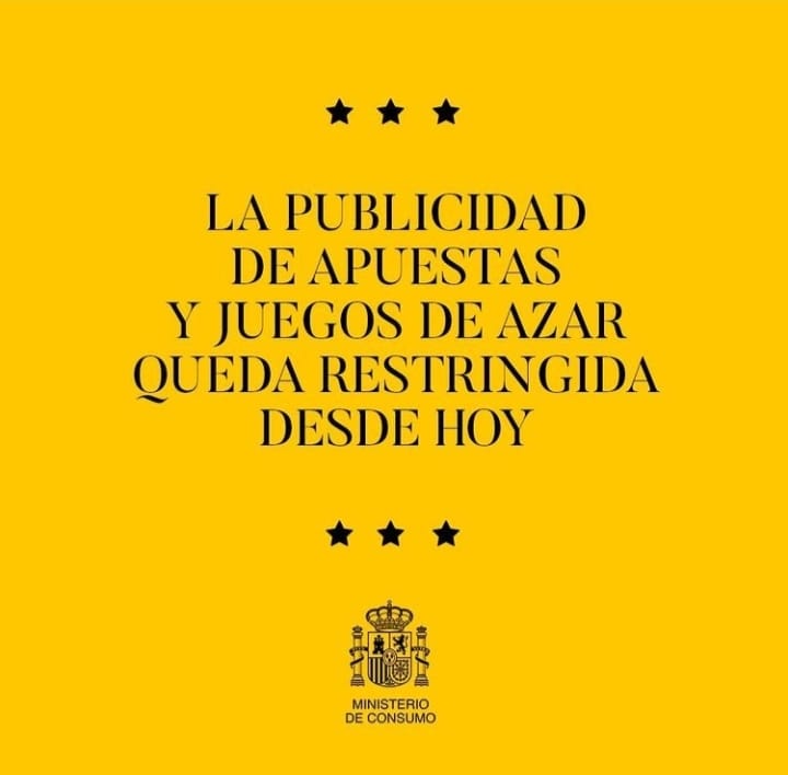 Por primera vez en España se regula la PUBLICIDAD de APUESTAS y JUEGOS DE AZAR 📺 🚫  
#juegolimpio #prevención #adicciones