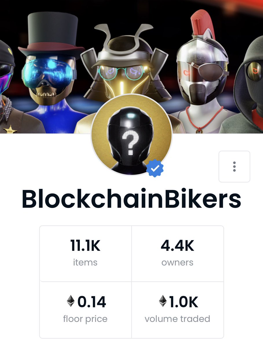 Checkout <a href="/BikersNFT/">Blockchain Bikers</a> 🔥

🏍 The Coolest #Nfts Collection 🎨

✅4.4K unique holders now.

✅Almost 1k ETH volume traded.

Also there’s an airdrop to win Bike 🏍 

-Unique concept🚀
-Limited collection🚀
-Unique NFTs🚀