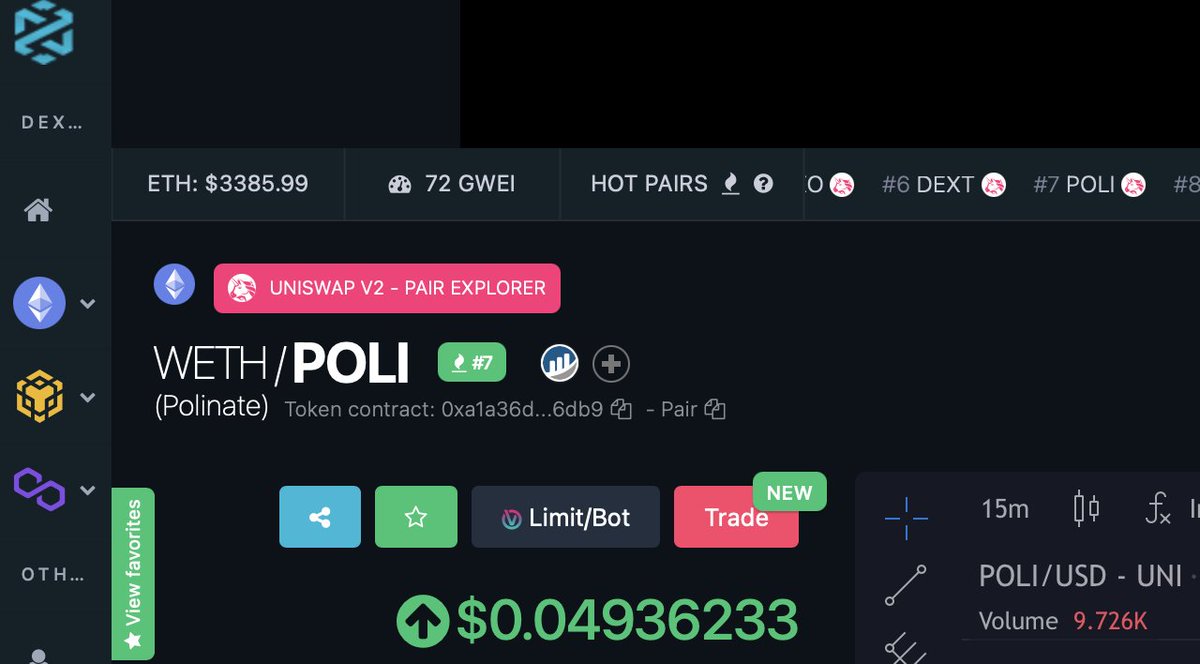polinate_io's tweet photo. Great to see $POLI trending on @DEXToolsApp as a hot pair! This is day 1 of the journey, we have SO MUCH planned! Lets redefine #crowdfunding for #creatives together!

#creatoreconomy #Creative #polinate https://t.co/zJPNQEFc8h