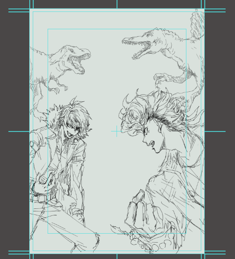 恐竜(概念)を描いている 