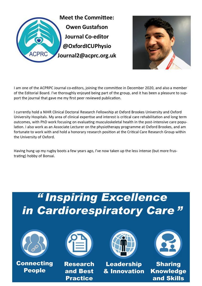 ACPRC (@theacprc) on Twitter photo Meet one of our Journal Co-Editors @OxfordICUPhysio Meet one of our Journal Co-Editors @OxfordICUPhysio