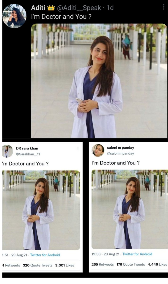 नाम अलग है तो क्या हुआ ❓
..
सभी की शक्ल सूरत एक ही है...
और मजे की बात है..
सभी डॉक्टर है... 🤣🤣
और पूछ रही है कि आप क्या है ❓ 🤦‍♂️🤦‍♂️😜🤣🤣🤣