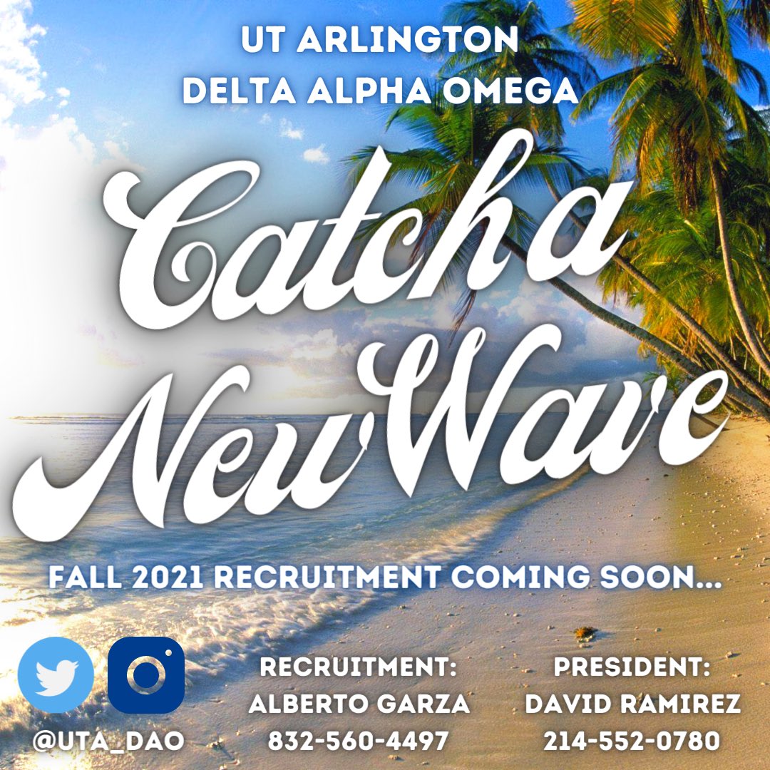 UTA_DAO's tweet photo. Catch a New Wave this Fall with Delta Alpha Omega! 🌊 See y’all at the beach next week.. 👀 https://t.co/iltrMp3V0s
