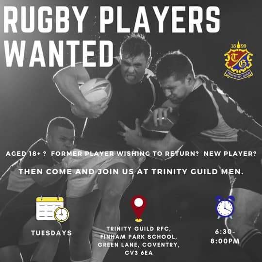 🤩Men’s rugby returns to Trinity Guild for 2021/22!

✅ Fantastic facilities
✅ Ambitious, forward-thinking club
✅ Teams for all the family, and something for everyone 
✅ Social, enjoyable atmosphere 

Drop us a DM to find out more 🙏🏻

#GuildFamily #WeAreGuild