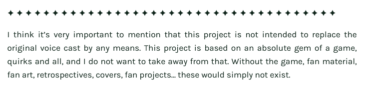 I included some additional info on our 'What is this?' tab on our project page (not viewable on mobile). 

If there's any confusion about what this project is intended for, or if you're just interested in giving the full thing a read, please check it out. Thanks all!  🐋