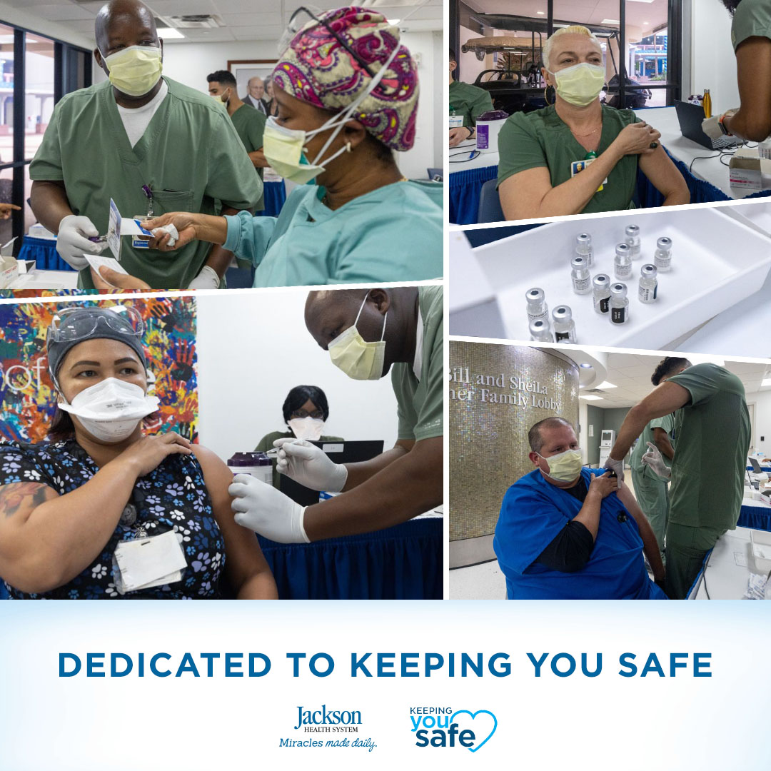 To protect the health and safety of our patients and employees, Jackson implemented a policy on August 23 requiring all employees and physicians to be vaccinated against COVID-19.