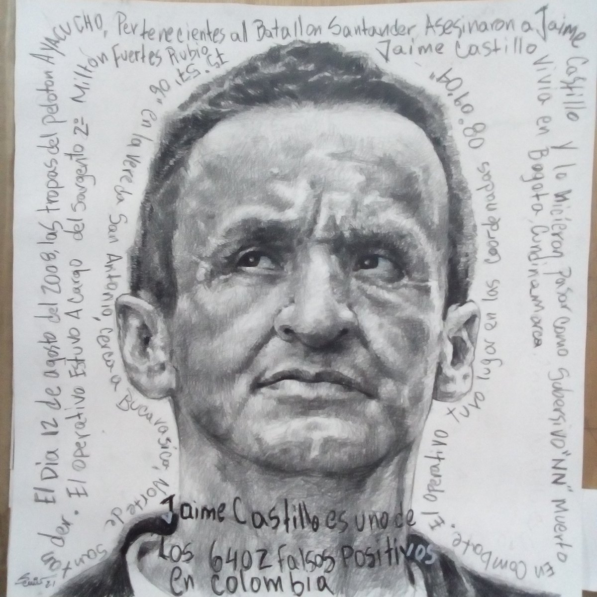 ELMICOINMORAL's tweet photo. JAIME CASTILLO Hermano de Jackeline,fue Asesinado por tropas del peloton Ayacucho,pertenecientes al batallón Santander y fue hecho pasar por guerrillero muerto en combate. JAIME fue engañado con la propuesta de un trabajo honesto.
#6402Performance
#MemoriaEnReconstruccion https://t.co/F0WV5paztJ