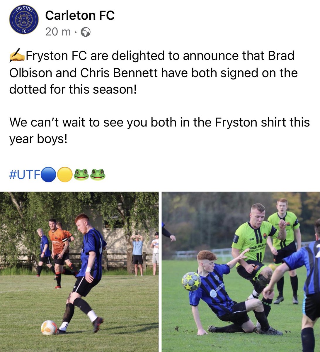 Can’t wait to get out there with the boys in the Fryston shirt this year, big year ahead. UTF🔵🟡🐸