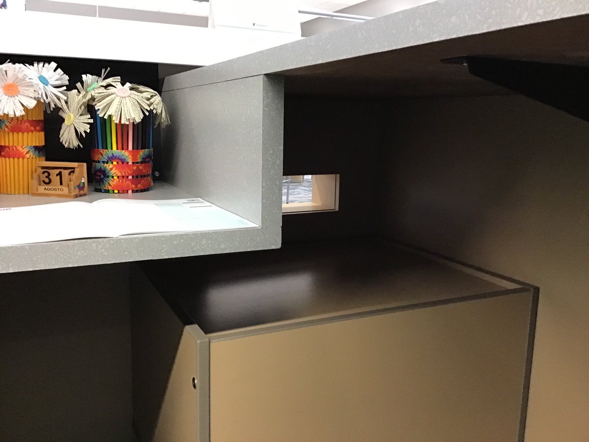 ccls531's tweet photo. Clearly, the designer of this school library book drop and counter gave absolutely *no thought* to how this would play out in real, school library life! #askalibrarian #contortionist #hityourhead https://t.co/1fJ8gx5mhf
