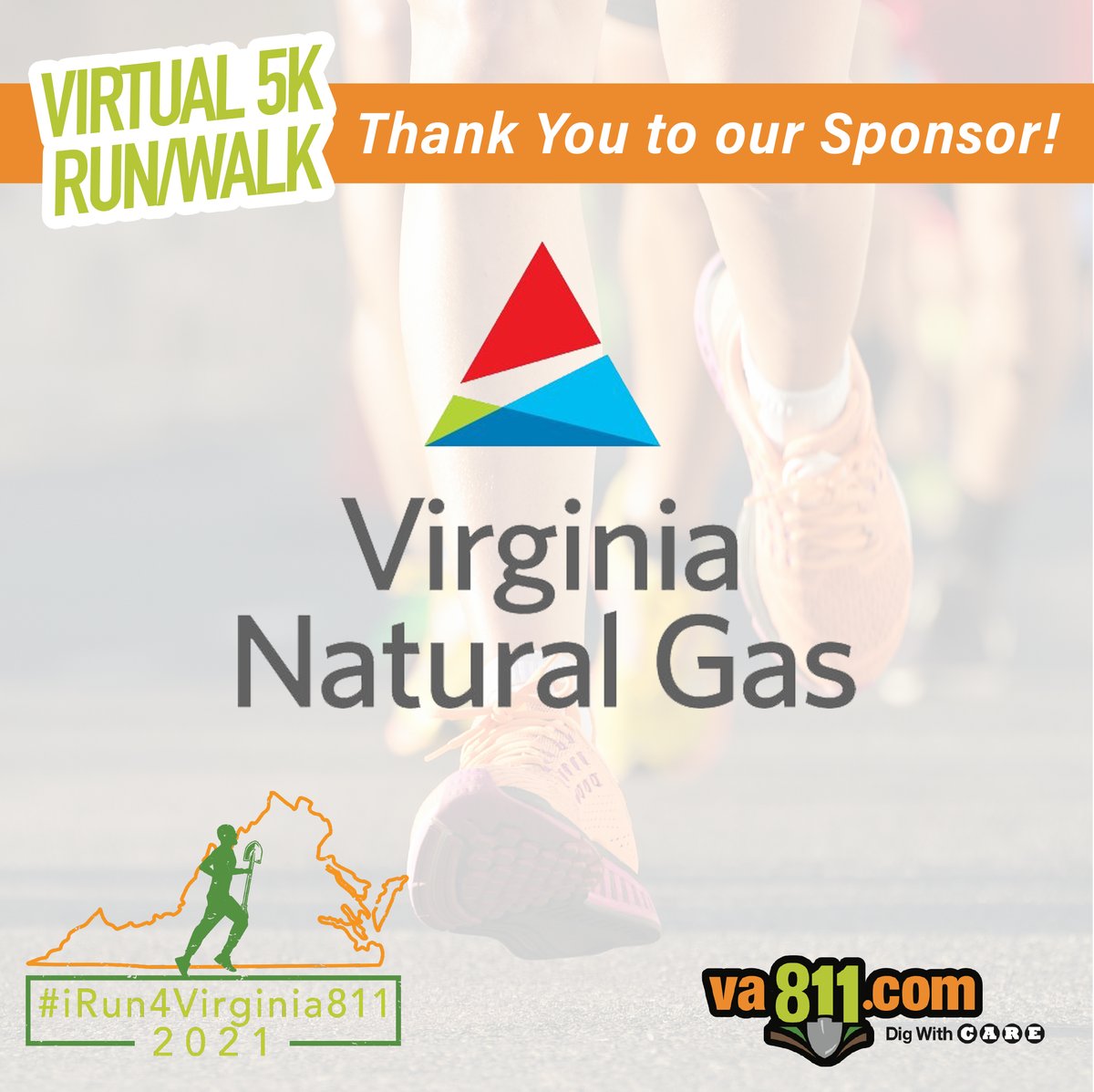 va_811's tweet photo. Thank you, @VaNaturalGas, for being one of our sponsors for #iRunForVirginia811!
Make your mark and join our Virtual 5K Walk/Run for a great cause. Learn more: https://t.co/Po1juNnIzu
 #VirtualRun #5k #RunOrWalk #DigWithCARE #KnowWhatsBelow #Virginia811 #DamagePrevention #DigSafe https://t.co/fsinKEpLc7