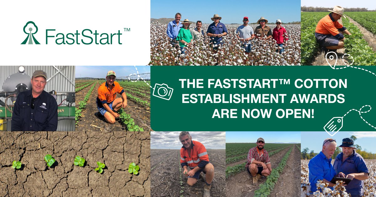 The FastStart Cotton Establishment Awards are on again, with great prizes on offer to both dryland and irrigated cotton growers.

Visit faststartcotton.com.au/faststart-awar… for details on how to enter and eligibility. Entries close 15 December, 2021.