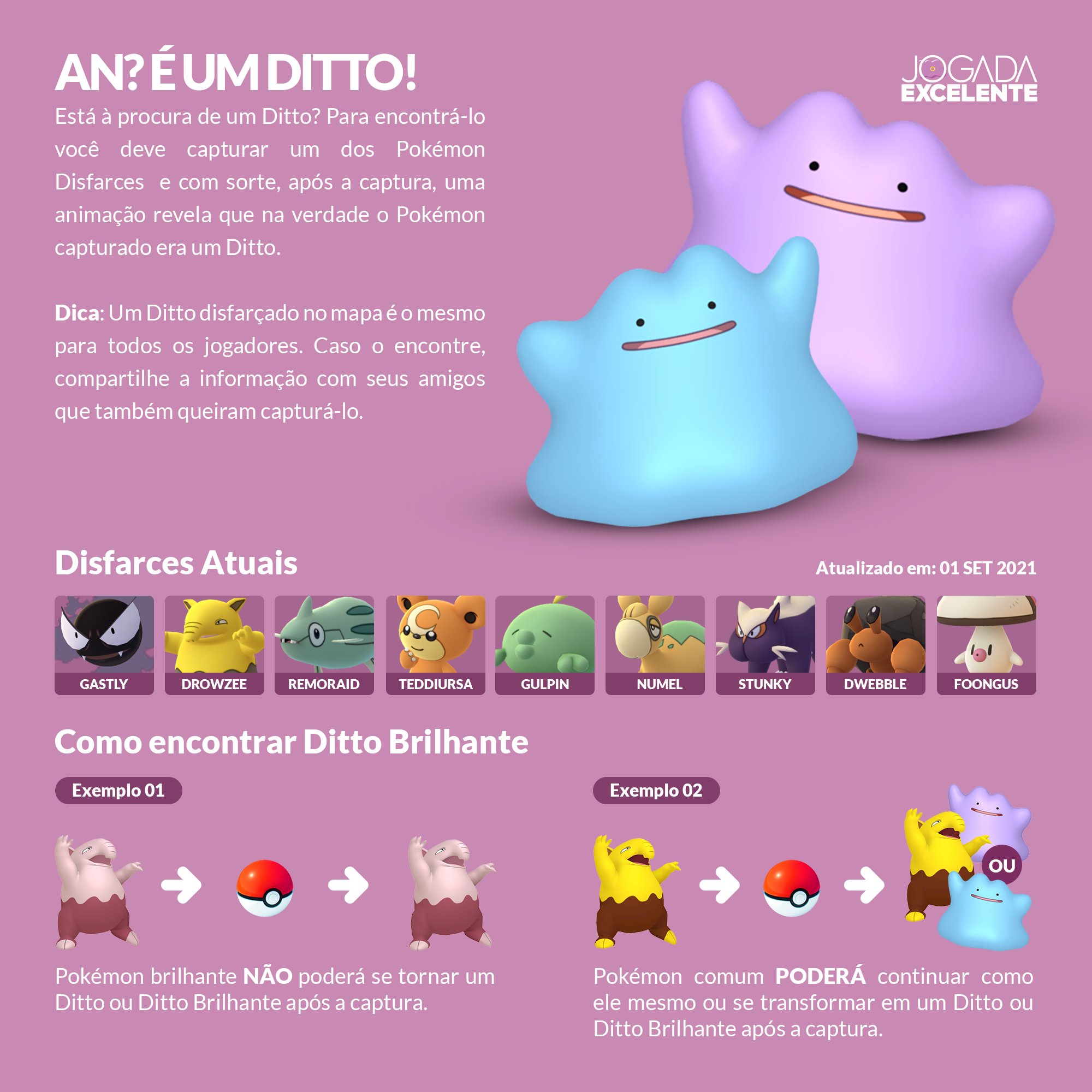 Pokémon GO: como pegar Ditto, lista de disfarces de 2021 e forma