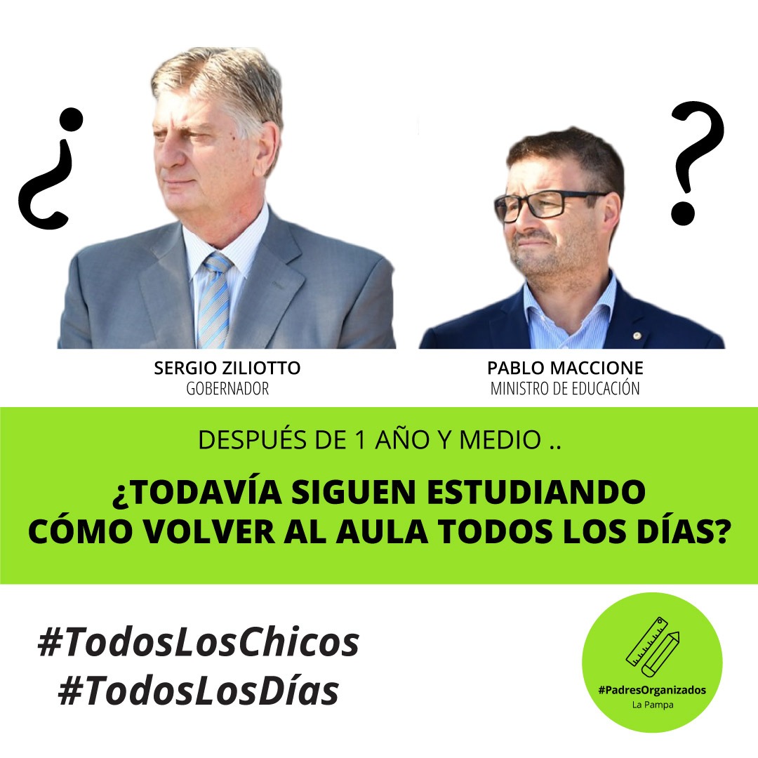 Después de un año y medio seguimos esperando para volver al aula. ¿Hasta cuándo?
Es urgente.
#abranlasescuelas 
#todoslosdias
#todosloschicos
<a href="/ZiliottoSergio/">Sergio Ziliotto</a> 
<a href="/GobiernoLaPampa/">Gobierno de La Pampa</a>