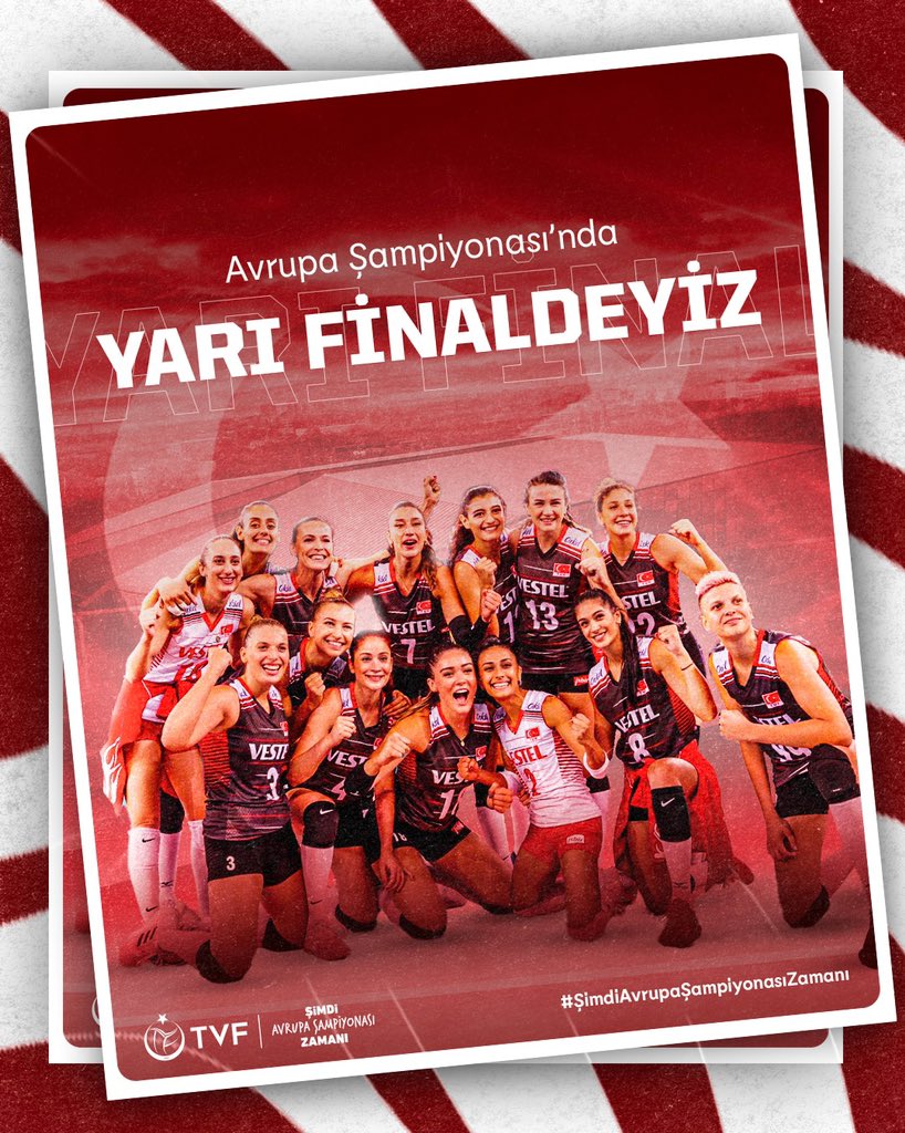 Namağlup olarak Avrupa Şampiyonası’nda yarı finale yükseliyoruz! 🇹🇷🏐

#ŞimdiAvrupaŞampiyonasıZamanı
#ŞimdiVoleybolZamanı
#BizVoleybolÜlkesiyiz
#EuroVolleyW
