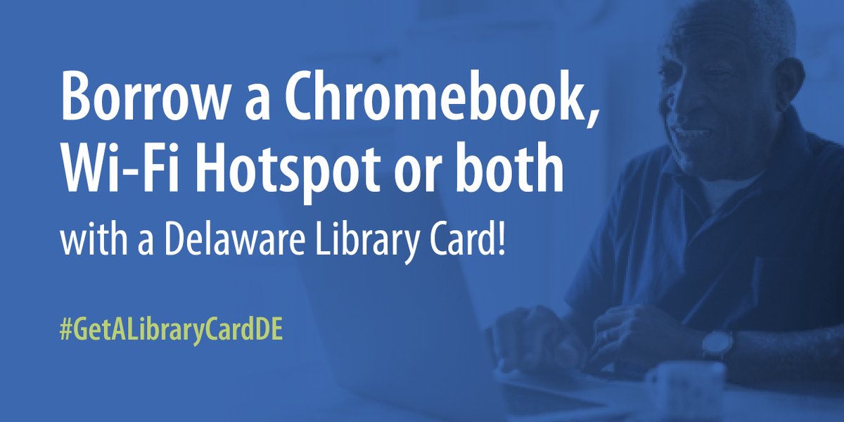 DELibraries's tweet photo. In need of a Chromebook, WiFi hotspot or both? At Delaware Libraries you can borrow technology for FREE with a library card. Each device can be borrowed together or individually! https://t.co/D1yBWm3kkn | #getconnectedde #delibraries https://t.co/5ZOfaU5RkI