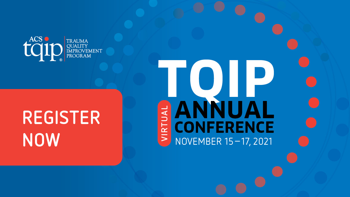 The ACS Committee on Trauma (@acstrauma) on Twitter photo Registration is now open for the 2021 TQIP Annual Conference, November 15 - 17! Click here to register and learn more: facs.org/tqipconference <a href="/acsTrauma/">The ACS Committee on Trauma</a> #TQIP2021 Registration is now open for the 2021 TQIP Annual Conference, November 15 - 17! Click here to register and learn more: facs.org/tqipconference <a href="/acsTrauma/">The ACS Committee on Trauma</a> #TQIP2021