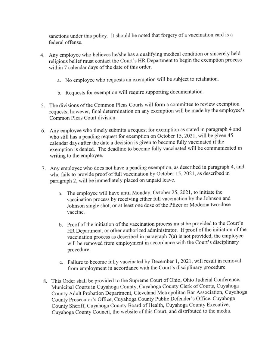 Cuyahoga Comm Pleas on X: "The Administrative Judges of the Cuyahoga County  Common Pleas Court's four divisions have signed and filed the  Administrative Order requiring court employees to be vaccinated against  COVID-19