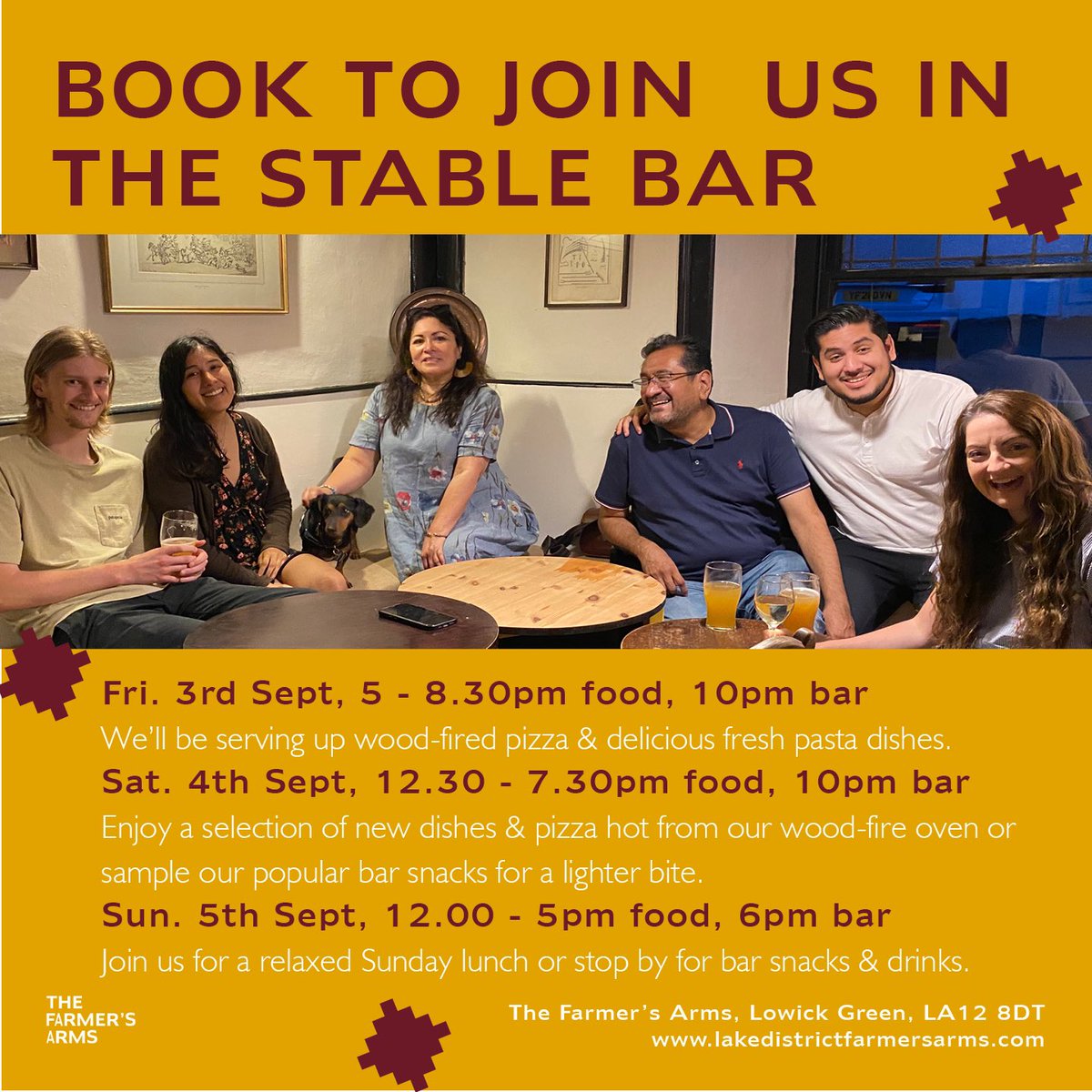 TheFarmersArms_'s tweet photo. We’re back this Fri. 3rd, Sat. 4th and Sun. 5th for delicious meals, bar snacks, lots of local brews, great drinks and even better company. Book a table now - emma@grizedale.org - so you don’t miss out!

BTW - if you’d like to join our growing hospitality team, get in touch! https://t.co/ZbZo4OJpVT