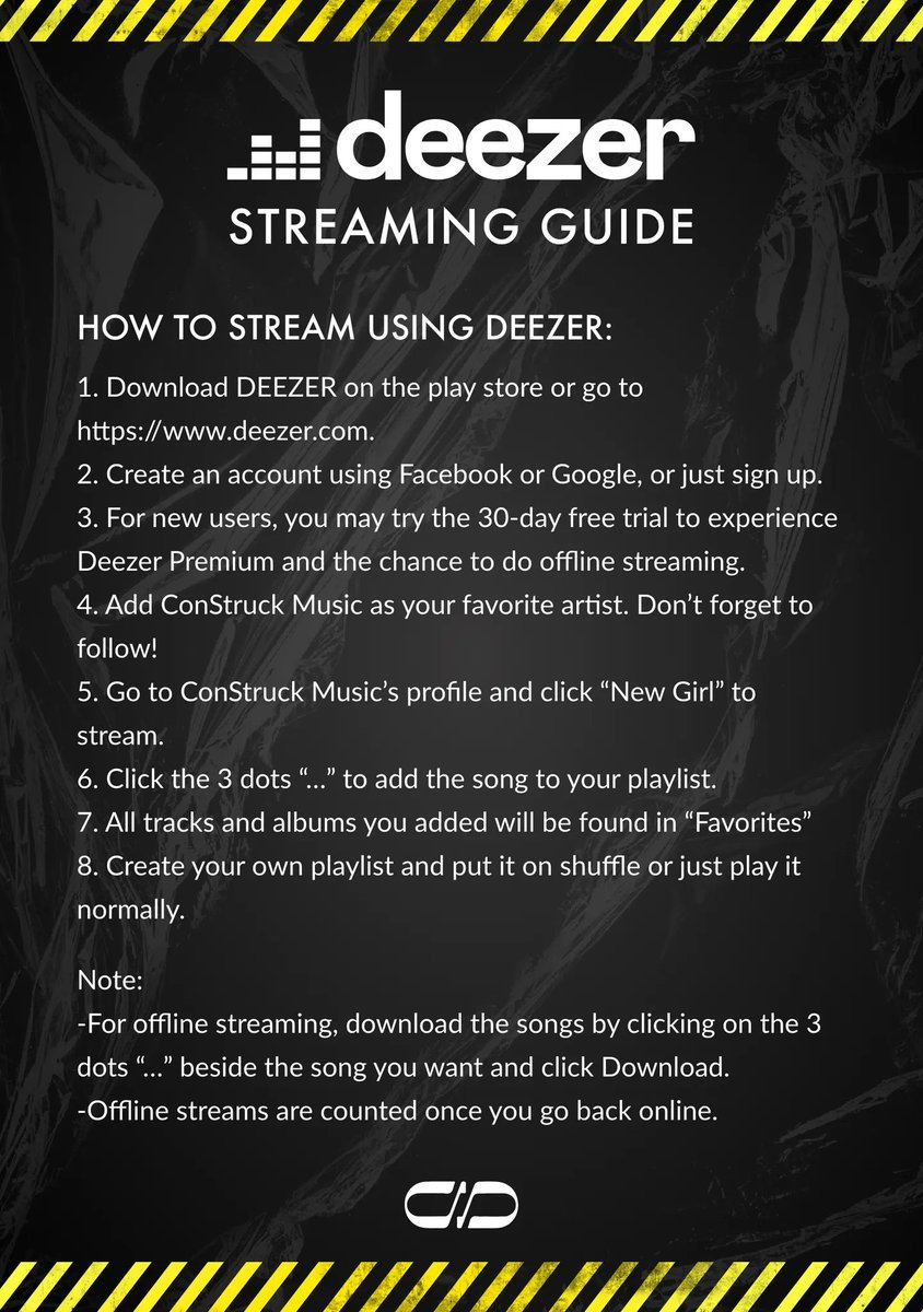 CSMStreamTeam's tweet photo. Do you wonder how and wonder why you should stream PUNDASYON on Deezer?
Take a look at the guide below to find out! π
@ConStruckMusic
#StreamConStruckEP
#ConStruckMusic https://t.co/pKRTDfQLHF