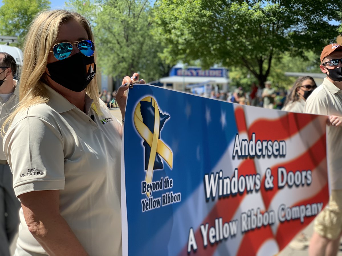 AndersenWindows's tweet photo. Day 6 at the #MNStateFair - we're honored to walk in the Military Appreciation Day parade. Employees like Wendy, an Army Veteran, bring their experience and leadership to their career at Andersen and so can you. 

Check out the openings and join our team, https://t.co/yFvkAf6LbW https://t.co/UN9ODLuITv