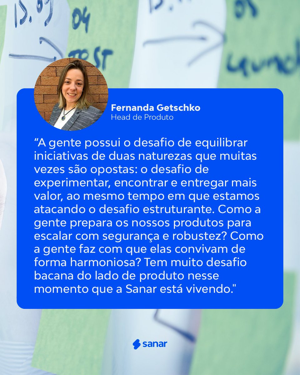Você assistiu ao meetup com as nossas lideranças de tecnologia? Nele falamos sobre alguns desafios que uma scale-up como a Sanar vivencia.

Se liga na constatação feita pela Fernanda Getschko, nossa Head de Produto.

Para assistir é só clicar no link: sanar.link/meetuptech