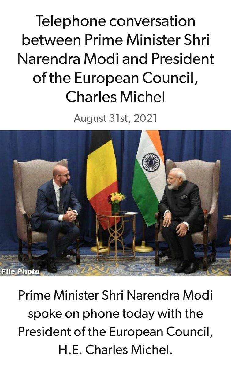 GichikNikam's tweet photo. Telephone conversation between Prime Minister Shri Narendra Modi and President of the European Council, Charles Michel
https://t.co/acr2LovyUl via NaMo App https://t.co/1qGsrFjOQC