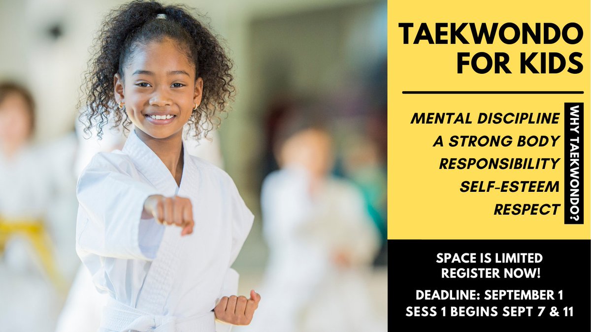 VWCParksRec's tweet image. Taekwondo for Kids returns September 7 &amp;amp; 11! Deadline is September 1 and space is limited so be sure to register now to reserve your child's spot in class! Visit buff.ly/331oX3g for class details. Contact Rainey at 859.873.5948 or rjohns@vwcparksrec.com with questions.