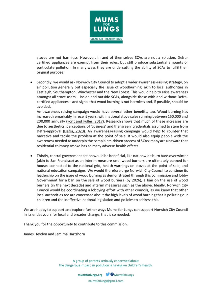 Really happy to have been asked to write a submission to the @NorwichCC Scrutiny Committee on #WoodBurning last month. Thanks @Jwheydon for your work on this. Who else has a council considering action on the toxic air from woodsmoke? #AirPollution