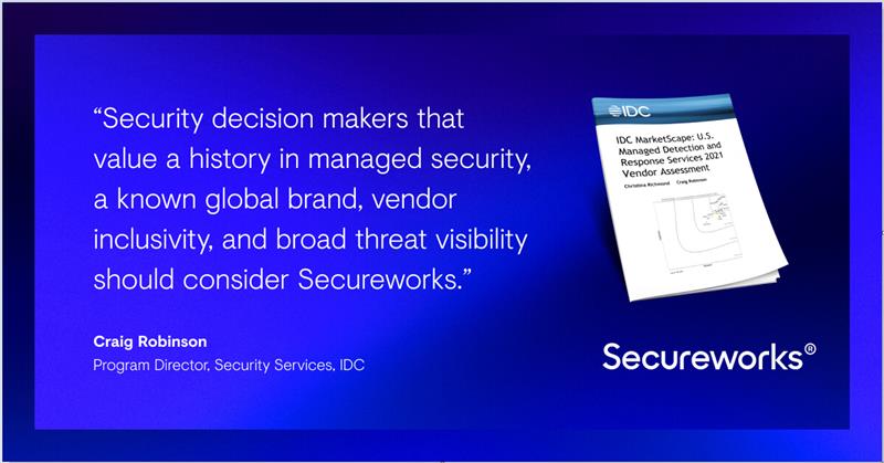 royals1967's tweet photo. We’ve been recognized as a Leader in the 2021 IDC MarketScape: U.S. Managed Detection and Response Services Market for Taegis Managed #XDR’s #SecurityOperations expertise and #ThreatIntelligence capabilities. https://t.co/6Epk4bBPmd https://t.co/F4NZhvPx8v