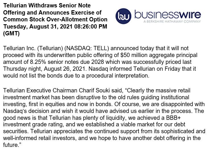 EnergizingIdeas's tweet photo. @RaisingTheBAR47 Why did $TELL's bond offering just get blocked by Nasdaq? What is Souki rambling about in this press release? Did they try to issue bonds to a retail only crowd and get stuffed by regulations or what? https://t.co/dD7wCHUTh2