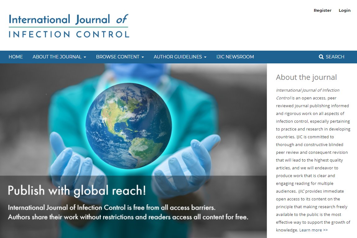 International Journal of Infection Control has published 19 articles on #Covid-19 since the beginning of the pandemic. Visit their great looking #OJS site (ijic.info) and read the collection of papers here: bit.ly/2Ye8DyR