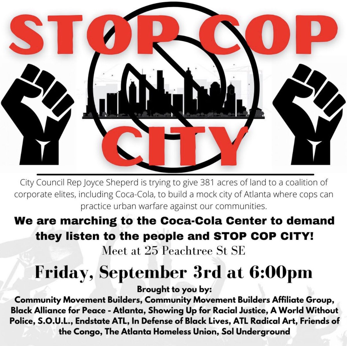 falcon_0_4's tweet image. Even more organizations have endorsed this because we know we have to come together to #StopCopCity! Let’s show up, Atlanta!