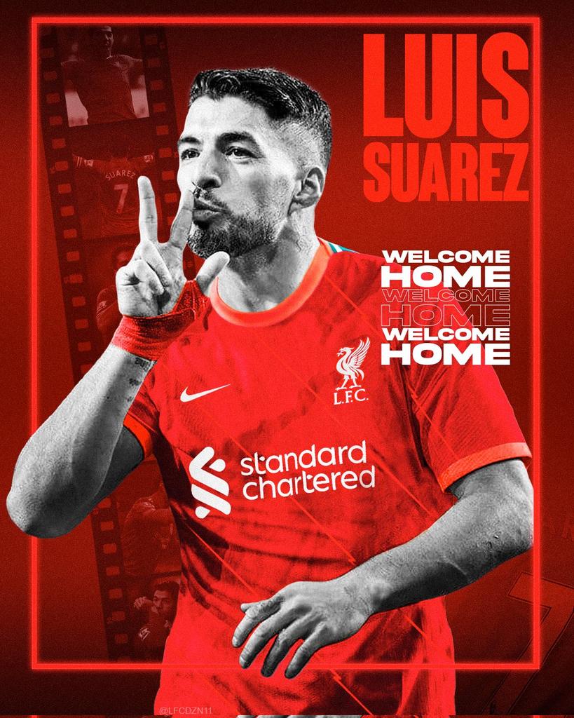 Luis Suarez back to Liverpool Football Club and HERE WE GO! Agreement now  completed with Atlético Madrid. Loan until June 2022 with buy option for  €10m. 🔴 #LFC #DeadlineDay Suárez has agreement, image size:819x1024