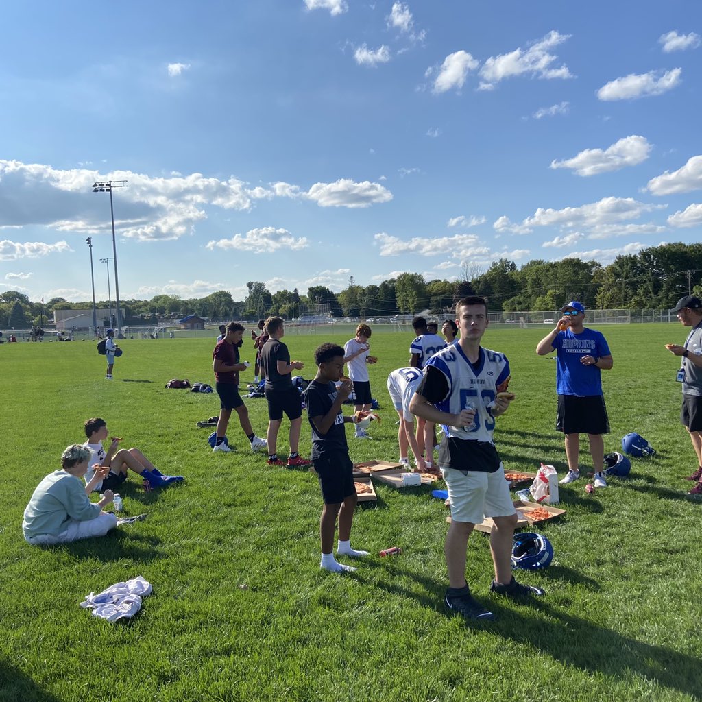 HopkinsFootball's tweet photo. The Hopkins Royals 9th Grade Football 🏈 Team is spending the eve of their first official game, together, building community and connection.  #WeWill take the field as 11 individuals with one heartbeat ❤️🏈❤️🏈❤️. Go Royals!!! 

#WeWill #seniors2025 #supporttheteam #DTD https://t.co/s15XrKoMjP