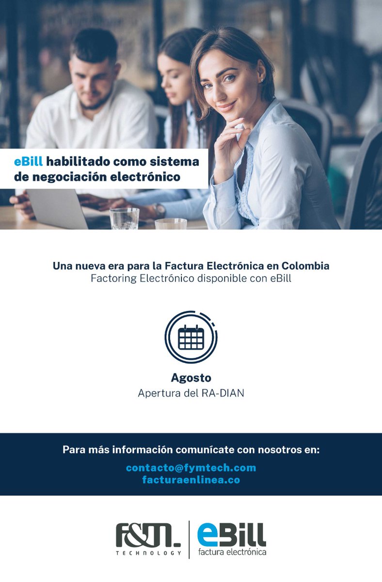 Ahora F&amp;M | eBill se encuentra habilitado como plataforma en el Sistema de Negociación Electrónica.
Has tus operaciones con un proveedor tecnológico con amplia trayectoria y experiencia tecnológica. contacto@fymtech.com
buff.ly/3BqmU9S