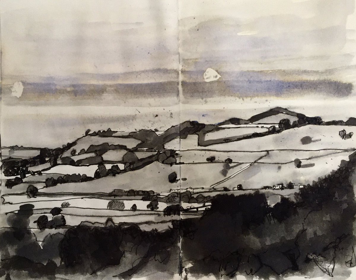 peb_art2art's tweet photo. My last for #drawingaugust this year. A view of Creech Hill. Many, many thanks for all the likes, RTs and follows. https://t.co/tjwg6nA7hP